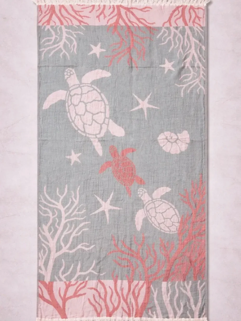 Coral Sea Turtle Beach Towel 2 Side FLiPSiDE Woven Luxury Cotton NEW